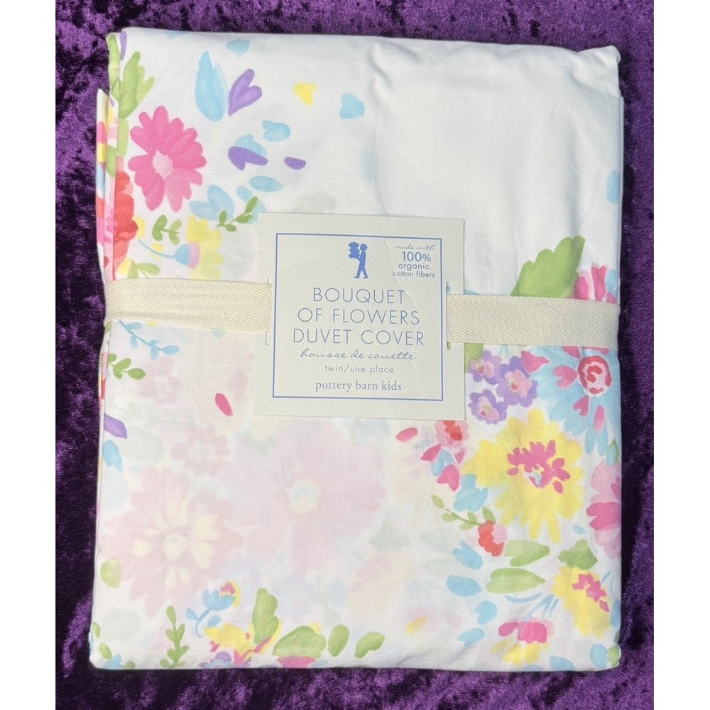 Pottery Barn Kids Duvet Cover Bouquet of Flowers Twin Organic Cotton Floral